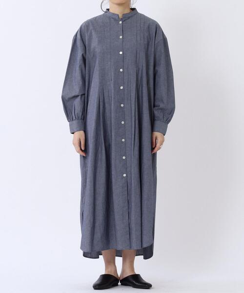 coen(コーエン)の「USAコットンマキシ丈タックシャツワンピース(シャツワンピース・レディース・ベージュ/ネイビー・FREE)」の13枚目の写真