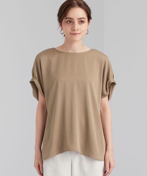 green label relaxing（グリーンレーベルリラクシング）の「FFC ハンマーサテン T ブラウス（シャツ/ブラウス・レディース・ライトブルー/オリーブ/ナチュラル・FREE）」の2枚目の写真