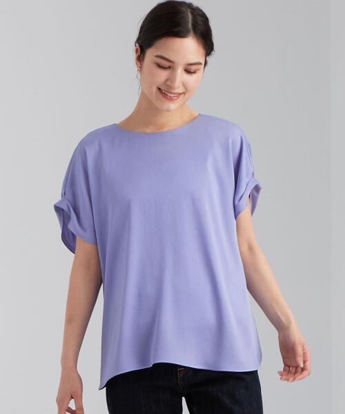 green label relaxing（グリーンレーベルリラクシング）の「FFC ハンマーサテン T ブラウス（シャツ/ブラウス・レディース・ライトブルー/オリーブ/ナチュラル・FREE）」の3枚目の写真