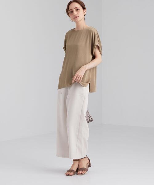 green label relaxing（グリーンレーベルリラクシング）の「FFC ハンマーサテン T ブラウス（シャツ/ブラウス・レディース・ライトブルー/オリーブ/ナチュラル・FREE）」の21枚目の写真