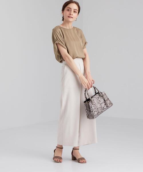 green label relaxing（グリーンレーベルリラクシング）の「FFC ハンマーサテン T ブラウス（シャツ/ブラウス・レディース・ライトブルー/オリーブ/ナチュラル・FREE）」の13枚目の写真