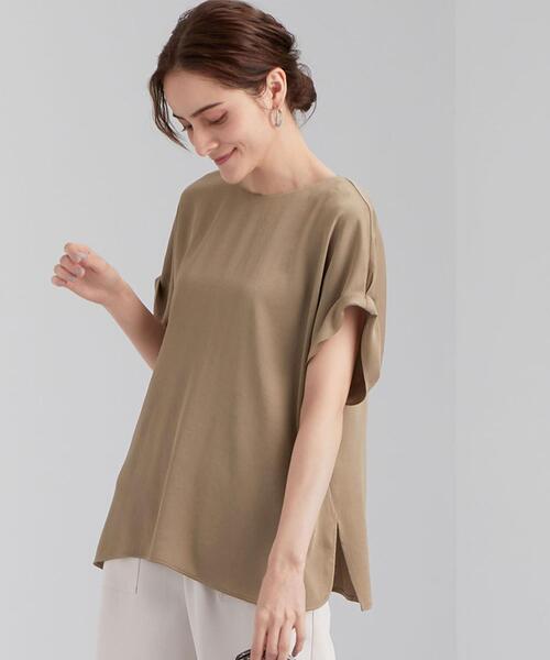 green label relaxing（グリーンレーベルリラクシング）の「FFC ハンマーサテン T ブラウス（シャツ/ブラウス・レディース・ライトブルー/オリーブ/ナチュラル・FREE）」の10枚目の写真