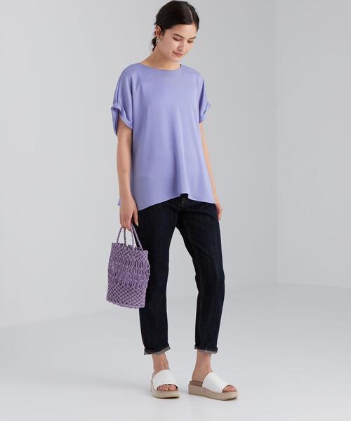 green label relaxing（グリーンレーベルリラクシング）の「FFC ハンマーサテン T ブラウス（シャツ/ブラウス・レディース・ライトブルー/オリーブ/ナチュラル・FREE）」の18枚目の写真