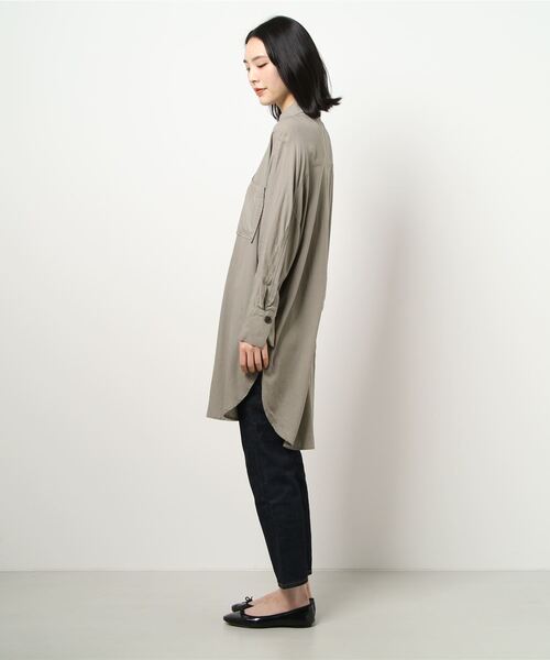 RAG MACHINE（ラグマシーン）の「【RAG MACHINE】シャツワンピース（シャツワンピース・レディース・グリーン/オフホワイト/ベージュ・L/M）」の4枚目の写真