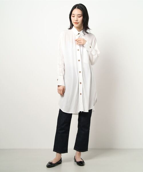 RAG MACHINE（ラグマシーン）の「【RAG MACHINE】シャツワンピース（シャツワンピース・レディース・グリーン/オフホワイト/ベージュ・L/M）」の2枚目の写真