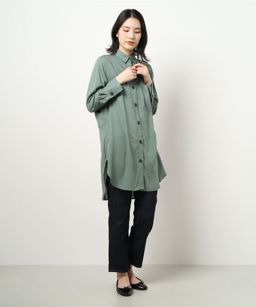 RAG MACHINE（ラグマシーン）の「【RAG MACHINE】シャツワンピース（シャツワンピース・レディース・グリーン/オフホワイト/ベージュ・L/M）」の3枚目の写真