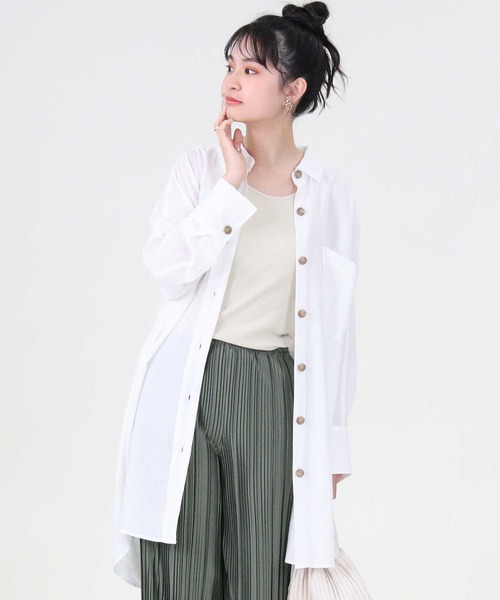 RAG MACHINE（ラグマシーン）の「【RAG MACHINE】シャツワンピース（シャツワンピース・レディース・グリーン/オフホワイト/ベージュ・L/M）」の8枚目の写真