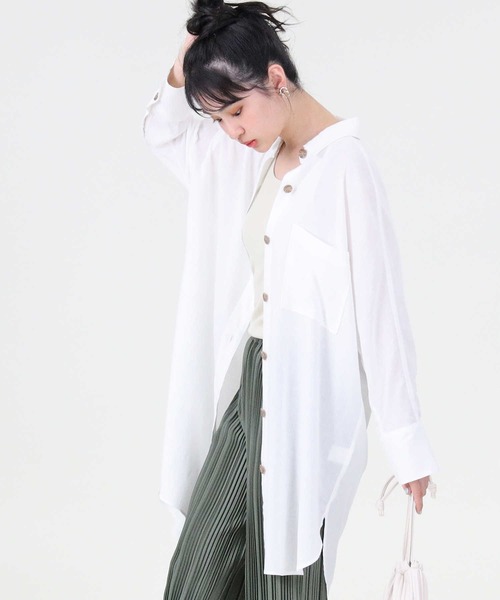 RAG MACHINE（ラグマシーン）の「【RAG MACHINE】シャツワンピース（シャツワンピース・レディース・グリーン/オフホワイト/ベージュ・L/M）」の10枚目の写真