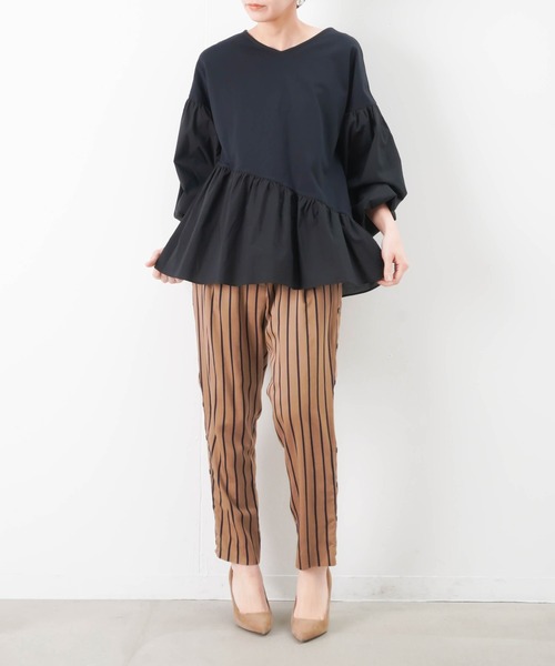 tシャツ LC/LLL 布帛切替ギャザープルオーバー レディース LADY LUCK LUCA tシャツ LC/LLL 布帛切替ギャザープルオーバー