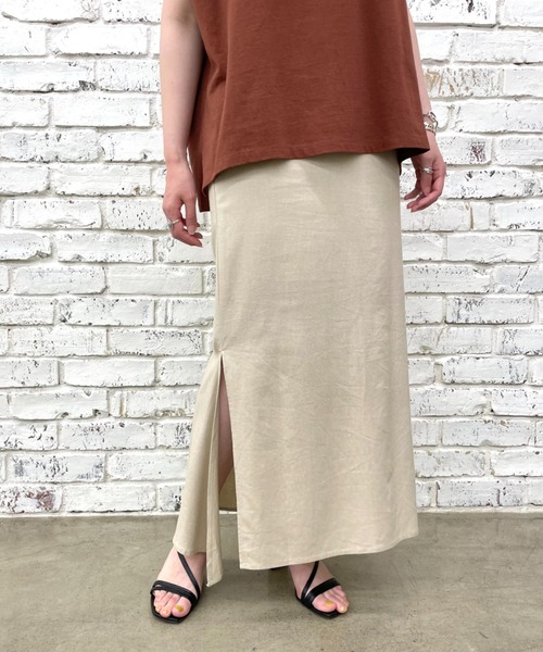 CIAOPANIC（チャオパニック）の「≪肌当たりが心地よい≫スリットマーメイドスカート（スカート・レディース・ブラック/ベージュ/グリーン/ボルドー/ブルー/ブラウン・FREE）」の4枚目の写真