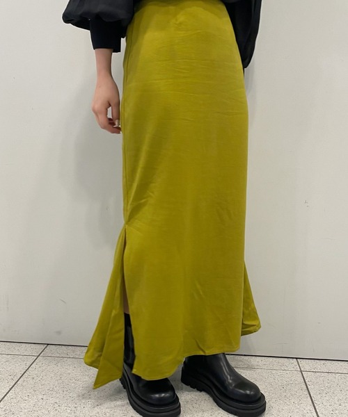 CIAOPANIC（チャオパニック）の「≪肌当たりが心地よい≫スリットマーメイドスカート（スカート・レディース・ブラック/ベージュ/グリーン/ボルドー/ブルー/ブラウン・FREE）」の13枚目の写真