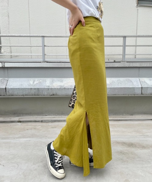 CIAOPANIC（チャオパニック）の「≪肌当たりが心地よい≫スリットマーメイドスカート（スカート・レディース・ブラック/ベージュ/グリーン/ボルドー/ブルー/ブラウン・FREE）」の16枚目の写真