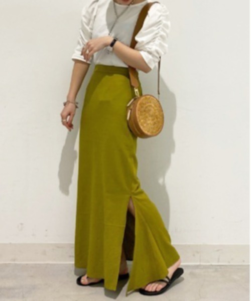 CIAOPANIC（チャオパニック）の「≪肌当たりが心地よい≫スリットマーメイドスカート（スカート・レディース・ブラック/ベージュ/グリーン/ボルドー/ブルー/ブラウン・FREE）」の22枚目の写真