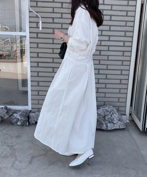 Girly Doll（ガーリードール）の「ウエスト切り替えシャツワンピース（シャツワンピース・レディース・ホワイト/ネイビー・FREE）」の9枚目の写真