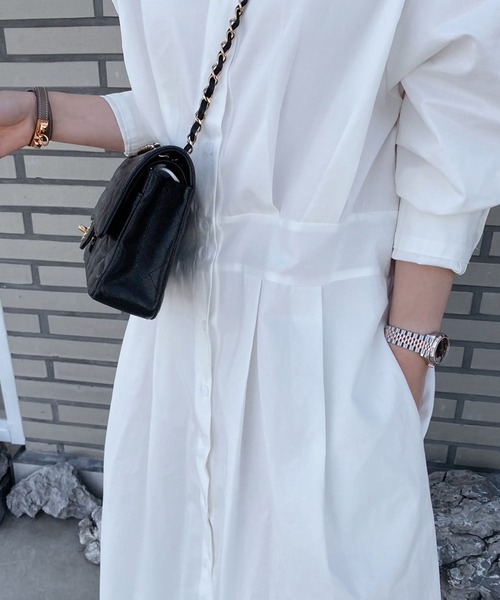 Girly Doll（ガーリードール）の「ウエスト切り替えシャツワンピース（シャツワンピース・レディース・ホワイト/ネイビー・FREE）」の10枚目の写真