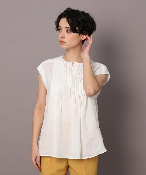 DRESSTERIOR（ドレステリア）の「◆ガーメントダイラミーピンタックブラウス（シャツ/ブラウス・レディース・ダークオリーブ/オレンジ/ホワイト系/ブラック・38）」の2枚目の写真