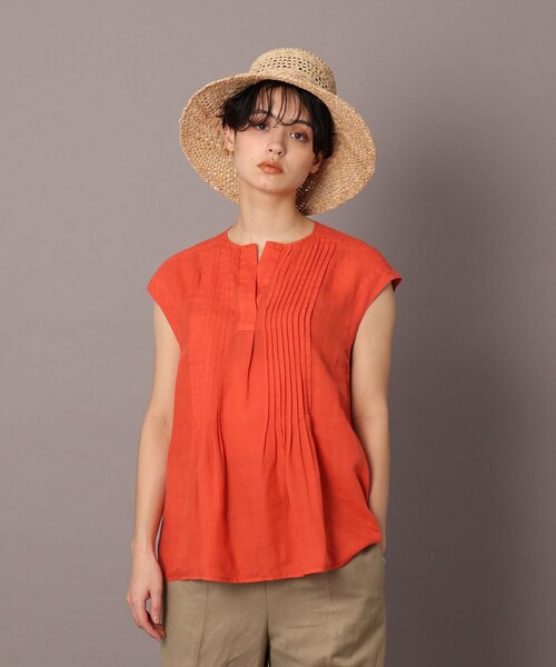 DRESSTERIOR（ドレステリア）の「◆ガーメントダイラミーピンタックブラウス（シャツ/ブラウス・レディース・ダークオリーブ/オレンジ/ホワイト系/ブラック・38）」の4枚目の写真