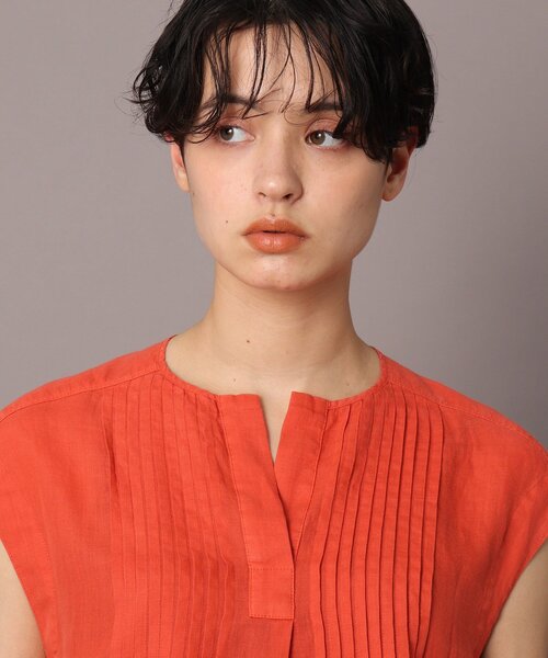 DRESSTERIOR（ドレステリア）の「◆ガーメントダイラミーピンタックブラウス（シャツ/ブラウス・レディース・ダークオリーブ/オレンジ/ホワイト系/ブラック・38）」の6枚目の写真