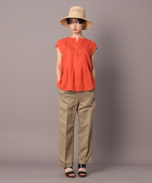 DRESSTERIOR（ドレステリア）の「◆ガーメントダイラミーピンタックブラウス（シャツ/ブラウス・レディース・ダークオリーブ/オレンジ/ホワイト系/ブラック・38）」の9枚目の写真