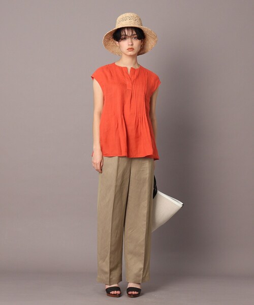 DRESSTERIOR（ドレステリア）の「◆ガーメントダイラミーピンタックブラウス（シャツ/ブラウス・レディース・ダークオリーブ/オレンジ/ホワイト系/ブラック・38）」の15枚目の写真