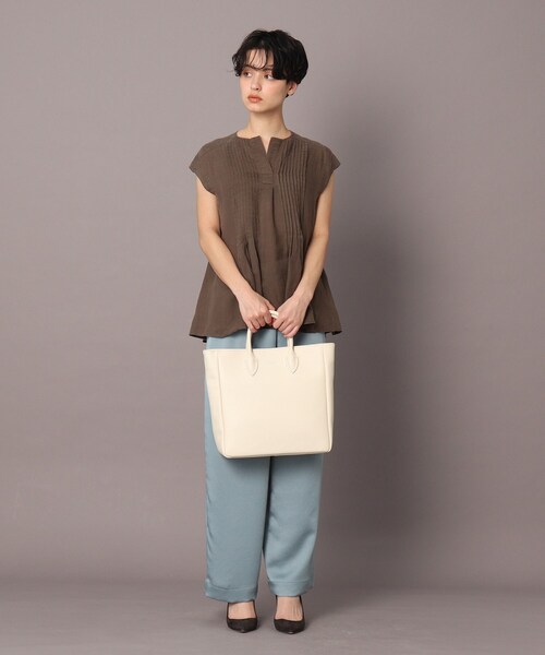 DRESSTERIOR（ドレステリア）の「◆ガーメントダイラミーピンタックブラウス（シャツ/ブラウス・レディース・ダークオリーブ/オレンジ/ホワイト系/ブラック・38）」の18枚目の写真