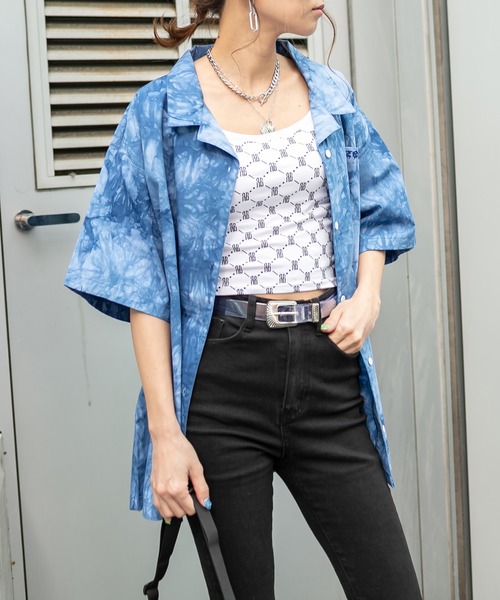 RASVOA（ラスボア）の「オーバータイダイ刺繍シャツ（シャツ/ブラウス・レディース・ブラック/ブルー・FREE）」の8枚目の写真