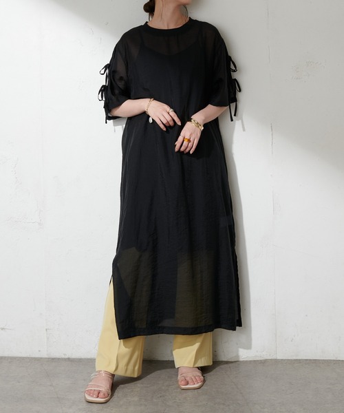 インナー付シアー袖リボンワンピース ワンピース Discoat ディスコート のファッション通販 Zozotown