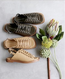 JELLY BEANS | フロントレースアップフラットサンダル(214-30182)JELLY BEANS(ジェリービーンズ)(サンダル)