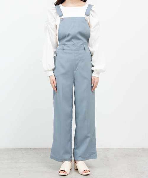 WEGO（ウィゴー）の「WEGO/リネンライクスリットサロペット（サロペット/オーバーオール・レディース・ブルー/ベージュ・FREE）」の14枚目の写真