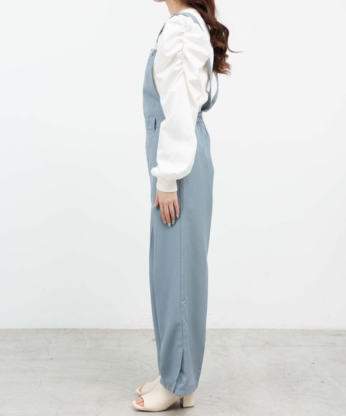 WEGO（ウィゴー）の「WEGO/リネンライクスリットサロペット（サロペット/オーバーオール・レディース・ブルー/ベージュ・FREE）」の4枚目の写真