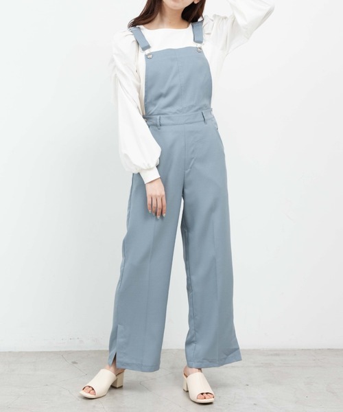 WEGO（ウィゴー）の「WEGO/リネンライクスリットサロペット（サロペット/オーバーオール・レディース・ブルー/ベージュ・FREE）」の7枚目の写真