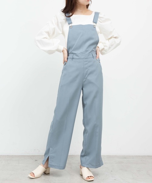 WEGO（ウィゴー）の「WEGO/リネンライクスリットサロペット（サロペット/オーバーオール・レディース・ブルー/ベージュ・FREE）」の13枚目の写真