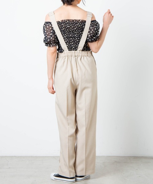 WEGO（ウィゴー）の「WEGO/リネンライクスリットサロペット（サロペット/オーバーオール・レディース・ブルー/ベージュ・FREE）」の3枚目の写真