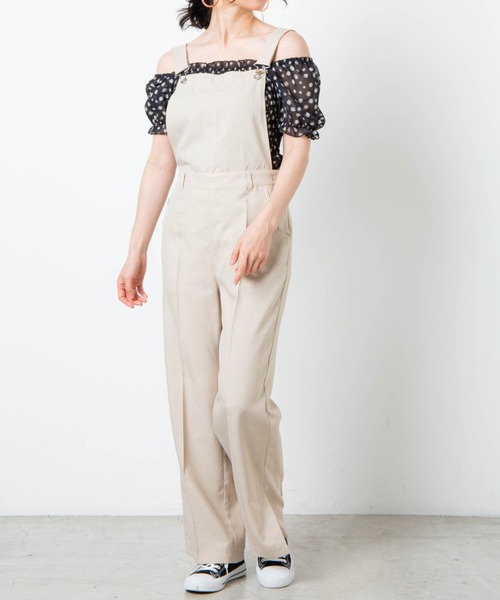 WEGO（ウィゴー）の「WEGO/リネンライクスリットサロペット（サロペット/オーバーオール・レディース・ブルー/ベージュ・FREE）」の9枚目の写真