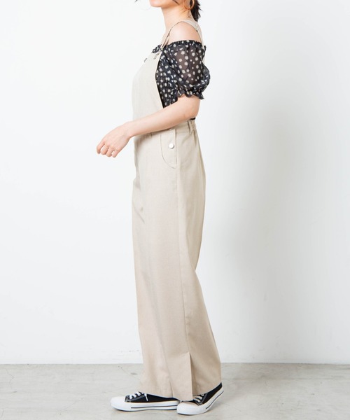 WEGO（ウィゴー）の「WEGO/リネンライクスリットサロペット（サロペット/オーバーオール・レディース・ブルー/ベージュ・FREE）」の5枚目の写真