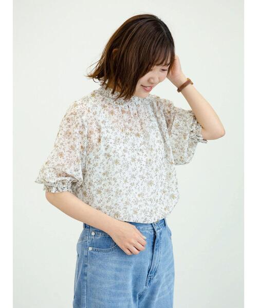 ELENCARE DUE（エレンカーレデュエ）の「・ELENCARE DUE フラワーptドビーブラウス＊（シャツ/ブラウス・レディース・ブラック/グレー/オレンジ/アイボリー・FREE）」の5枚目の写真