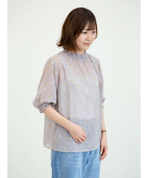 ELENCARE DUE（エレンカーレデュエ）の「・ELENCARE DUE フラワーptドビーブラウス＊（シャツ/ブラウス・レディース・ブラック/グレー/オレンジ/アイボリー・FREE）」の6枚目の写真