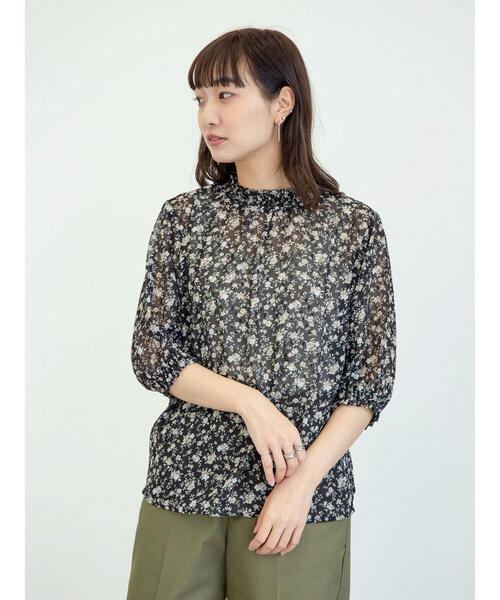 ELENCARE DUE（エレンカーレデュエ）の「・ELENCARE DUE フラワーptドビーブラウス＊（シャツ/ブラウス・レディース・ブラック/グレー/オレンジ/アイボリー・FREE）」の7枚目の写真
