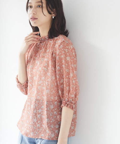 ELENCARE DUE（エレンカーレデュエ）の「・ELENCARE DUE フラワーptドビーブラウス＊（シャツ/ブラウス・レディース・ブラック/グレー/オレンジ/アイボリー・FREE）」の4枚目の写真