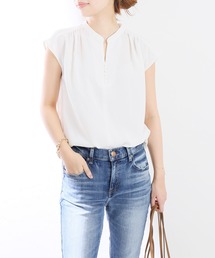 スキッパークルミボタンフレンチシャツ【手洗い可能】