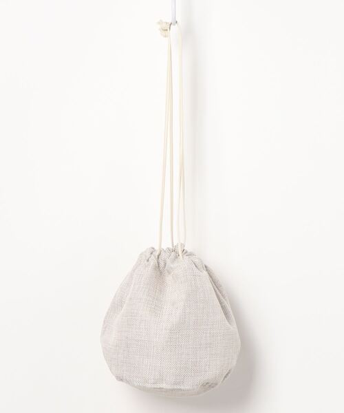 LE MORE（リモア）の「ミニリネン巾着バッグ（ハンドバッグ・レディース・アイボリー/ベージュ/ブラウン・FREE）」の4枚目の写真