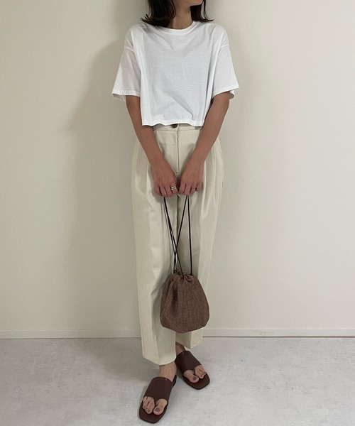 LE MORE（リモア）の「ミニリネン巾着バッグ（ハンドバッグ・レディース・アイボリー/ベージュ/ブラウン・FREE）」の7枚目の写真