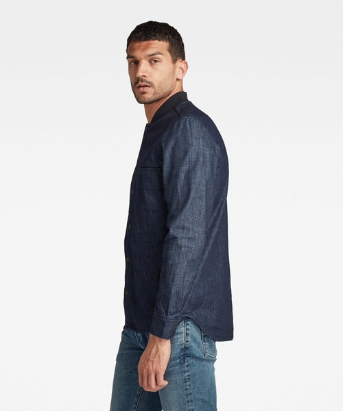 G-STAR（ジースター）の「REGULAR SHIRT BOMBER COLLAR/デニムシャツ（シャツ/ブラウス・メンズ・ダークインディゴブルー・SMALL/MEDIUM/X-SMALL/LARGE）」の2枚目の写真