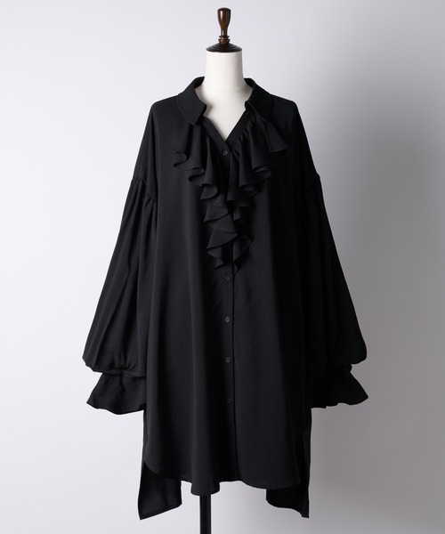 LA BELLE ETUDE（ラベルエチュード）の「ラッフルフリルリラックスシャツブラウス（シャツ/ブラウス・レディース・ホワイト/ブラック/グリーン・FREE）」の12枚目の写真