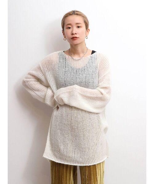 Ungrid(アングリッド)の「透かし編みル-ズニット(ニット/セーター・レディース・ライトグレー/オフホワイト/マスタード・FREE)」の14枚目の写真