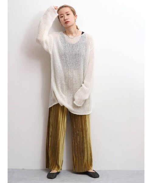 Ungrid(アングリッド)の「透かし編みル-ズニット(ニット/セーター・レディース・ライトグレー/オフホワイト/マスタード・FREE)」の13枚目の写真