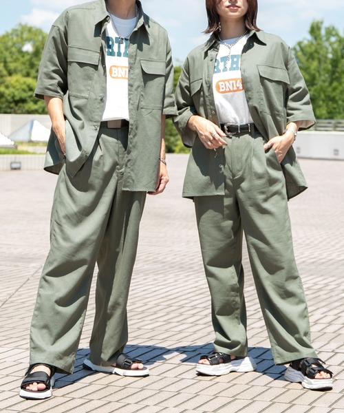 PairPair(ペアペア)の「コットンリネントラウザーパンツ/セットアップ対応(ユニセックス)(スラックス・レディース・ライトブラウン/ライトカーキ/グレイッシュブルー・MEDIUM/LARGE)」の22枚目の写真