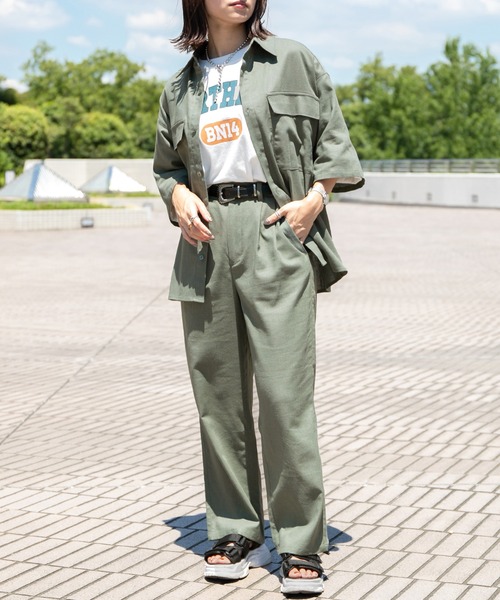 PairPair(ペアペア)の「コットンリネントラウザーパンツ/セットアップ対応(ユニセックス)(スラックス・レディース・ライトブラウン/ライトカーキ/グレイッシュブルー・MEDIUM/LARGE)」の19枚目の写真