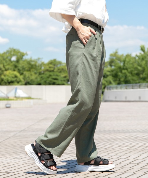 PairPair(ペアペア)の「コットンリネントラウザーパンツ/セットアップ対応(ユニセックス)(スラックス・レディース・ライトブラウン/ライトカーキ/グレイッシュブルー・MEDIUM/LARGE)」の5枚目の写真