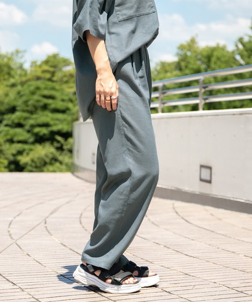 PairPair(ペアペア)の「コットンリネントラウザーパンツ/セットアップ対応(ユニセックス)(スラックス・レディース・ライトブラウン/ライトカーキ/グレイッシュブルー・MEDIUM/LARGE)」の6枚目の写真